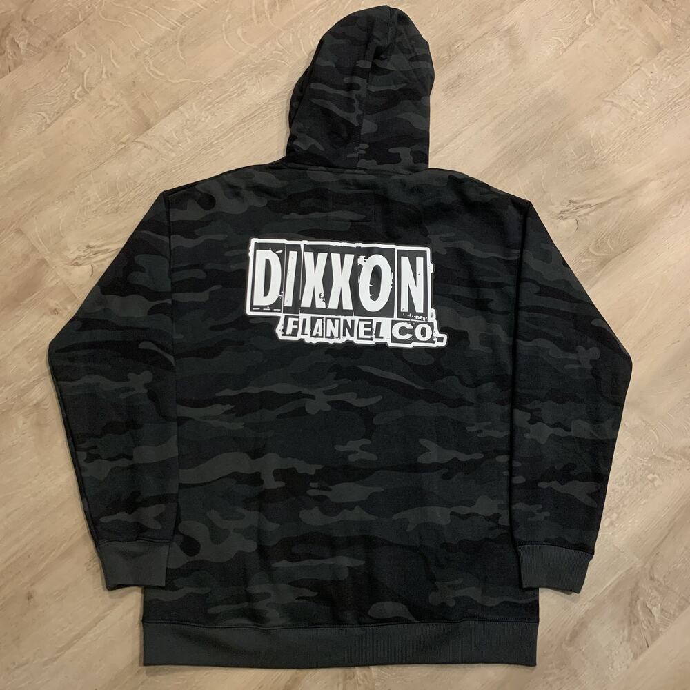 Dixxon Flannel Co. Camo Hoodie Men's XL Black Camouflage Pullover Double Sided